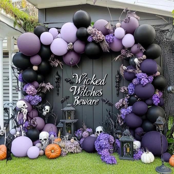 Black Purple Balloon Arch Kit Double Stuffed Dark Purple & Black Halloween Party Decorations – Variation of THIS listing