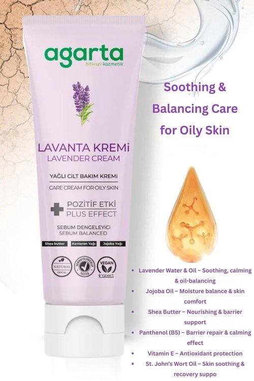 Agarta Lavender Moisturizing Skin Cream - Vegan Botanical Hand & Face Cream with Lavender Water | 2.54 fl oz