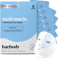 Baebody Snail Mucin Mask | Hydrating Face Sheet Masks with Hyaluronic Acid - 6 Pcs for Youthful Skin