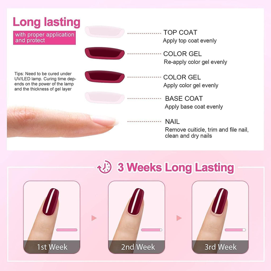 Vishine No Wipe Top Coat & Base Coat - 15ml Long Lasting UV/LED Nail Varnish Set