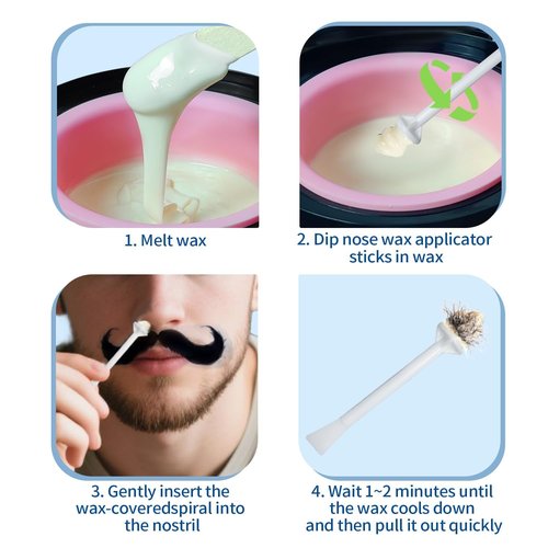 Nose Wax Sticks, 80Pcs Hair Wax Applicator with Disposable Spatulas for Nostril Cleaning, Ear Face Hair Removal for Men Women, Painless