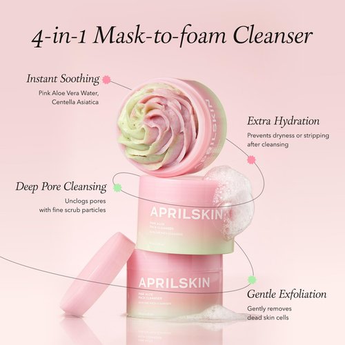 APRILSKIN Double Cleanse Duo – Carrotene IPMP™ Hydromelt Cleansing Balm & Pink Aloe Facial Polish Cleanser, Hydrating and Gentle Care for Fresh, Radiant Skin