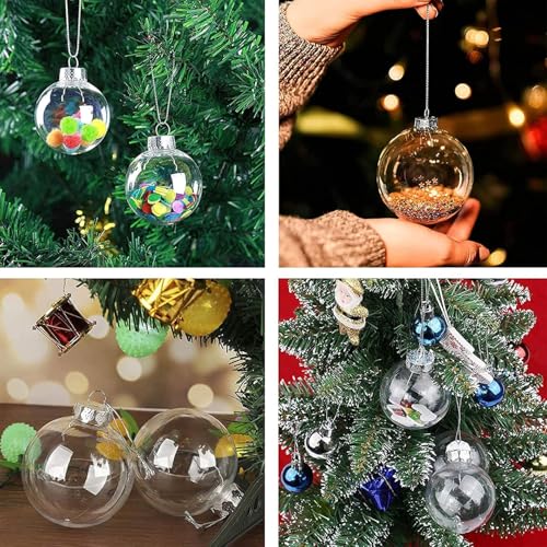 12 Pcs Clear Plastic Fillable Christmas Ball Ornaments - DIY Holiday Decorations