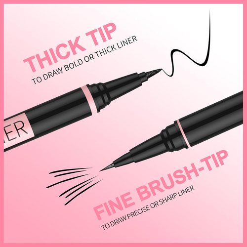 iMethod Liquid Eyeliner - Waterproof 2-in-1 Dual-Ended Liner with Precise Brush & Thick Tip | Long-Lasting Matte Black