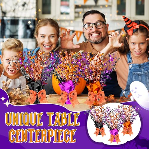 Halloween Table Centerpiece Decorations Set - Black, Orange, Purple, 6 Pieces