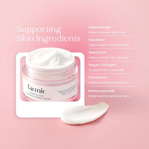 Superful Vegi Glow Cream - Deep-Absorbing Hydrating Facial Cream for Dry & Sensitive Skin (1.69 fl oz)