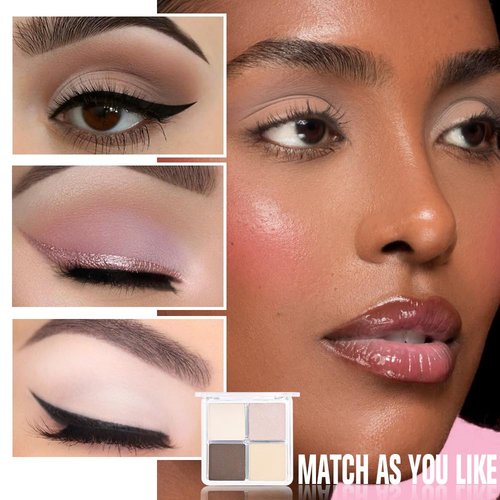 Kaely Powder Eyeshadow Quad - Natural Nude Shimmer Palette for Mature Skin | Pigmented & Waterproof