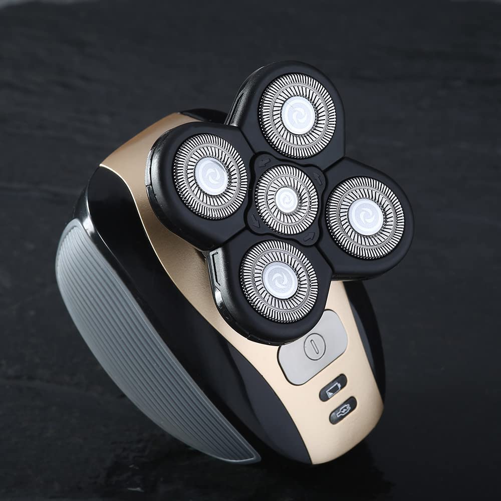 WAHFOX Universal 3 Pcs 5 Blades Shaver Heads for Head shaver and Other Brands Head Shaver, Black+gold