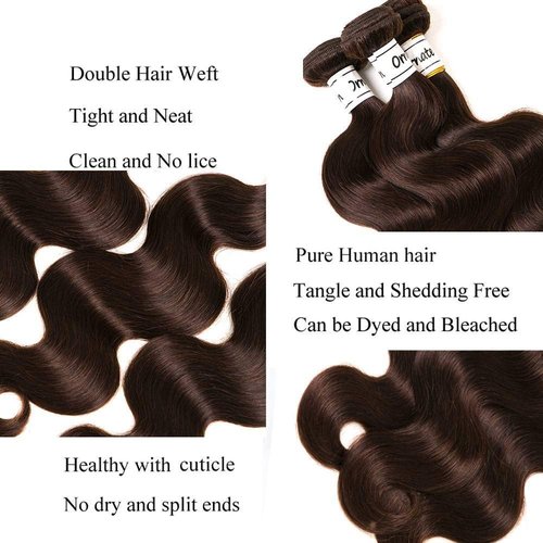 Dark Browm Body Wave Bundles Human Hair Brazilian Hair Extensions Sew In 9A Grade 100% Unprocessed Virgin Remy Human Hair Weave Extensions (body2#, 10 10 10)
