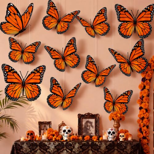12 Large Monarch Butterfly Hanging Decorations for Parties & Events