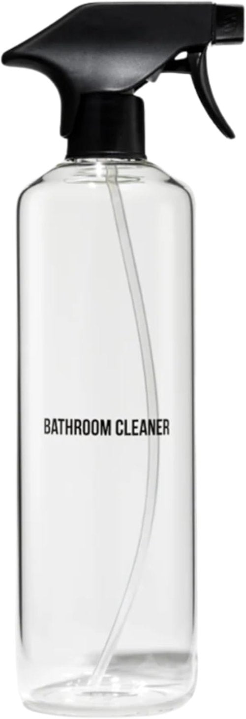 Public Goods Glass Spray Bottle - Refillable Bathroom Cleaner | Clear Borosilicate Glass | 24 Oz BPA Free