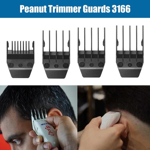 4 Pack Peanut Clipper Guards for Wahl Peanut Trimmer #08655#08685#08663 - Replacement Cutting Guides Comb From 1/8" to 1/2" - Fits for Wahl Peanut Guards, Black