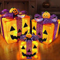 Lighted Halloween Pumpkin Decorations Gift Box 3 Pack with 8 Modes & Timer
