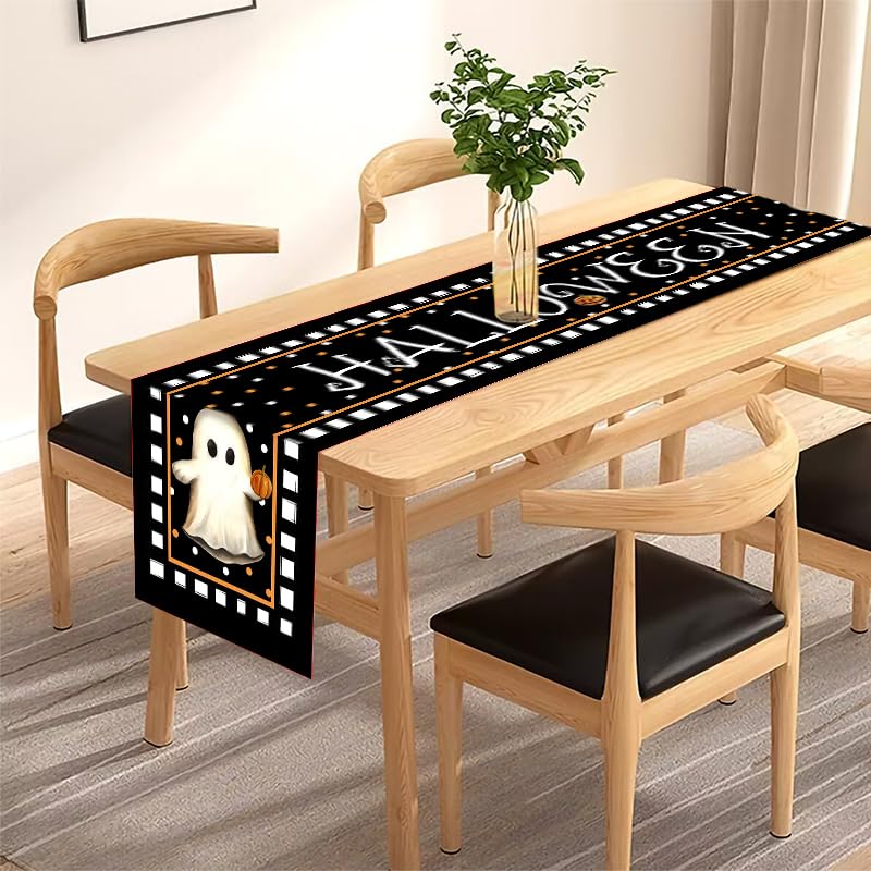 Halloween Ghost Table Runner 13x72 Inch - Funny Cute Holiday Decor