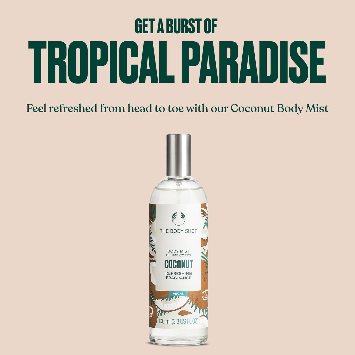 The Body Shop Coconut Body Mist - Refreshing Tropical Scent - Vegan Formula - 3.3 oz