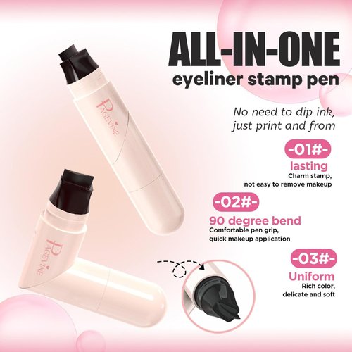Foldable Eyeliner Stamp Pen - Dual-Ended Left & Right Wing Stamps for Perfect Cat Eye | Waterproof, Smudge-Proof, Long-Lasting Black
