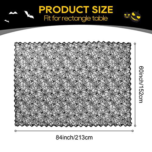Black Lace Spider Web Halloween Tablecloth 60x84 Inches Rectangular - eZAKKA