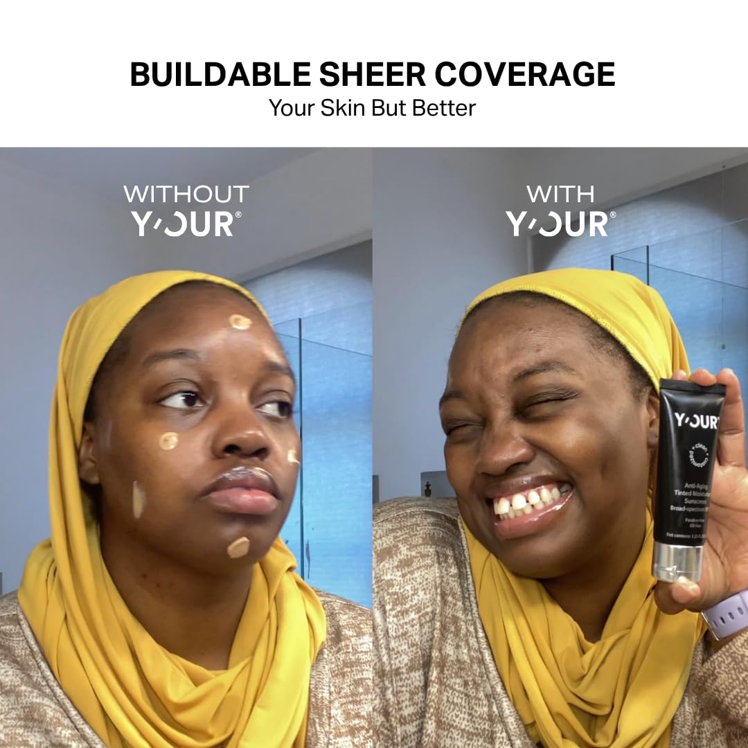 Y'OUR Tinted Moisturizer SPF 30 - Anti-Aging Hydrating BB Cream with Sheer Coverage | 1.35 oz (Deep)