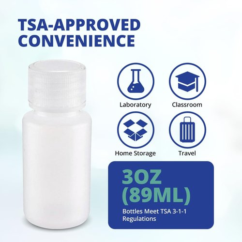 United Scientific™ Travel Bottles - Leak Proof 3 Oz Toiletry Containers, TSA Approved, Pack of 6