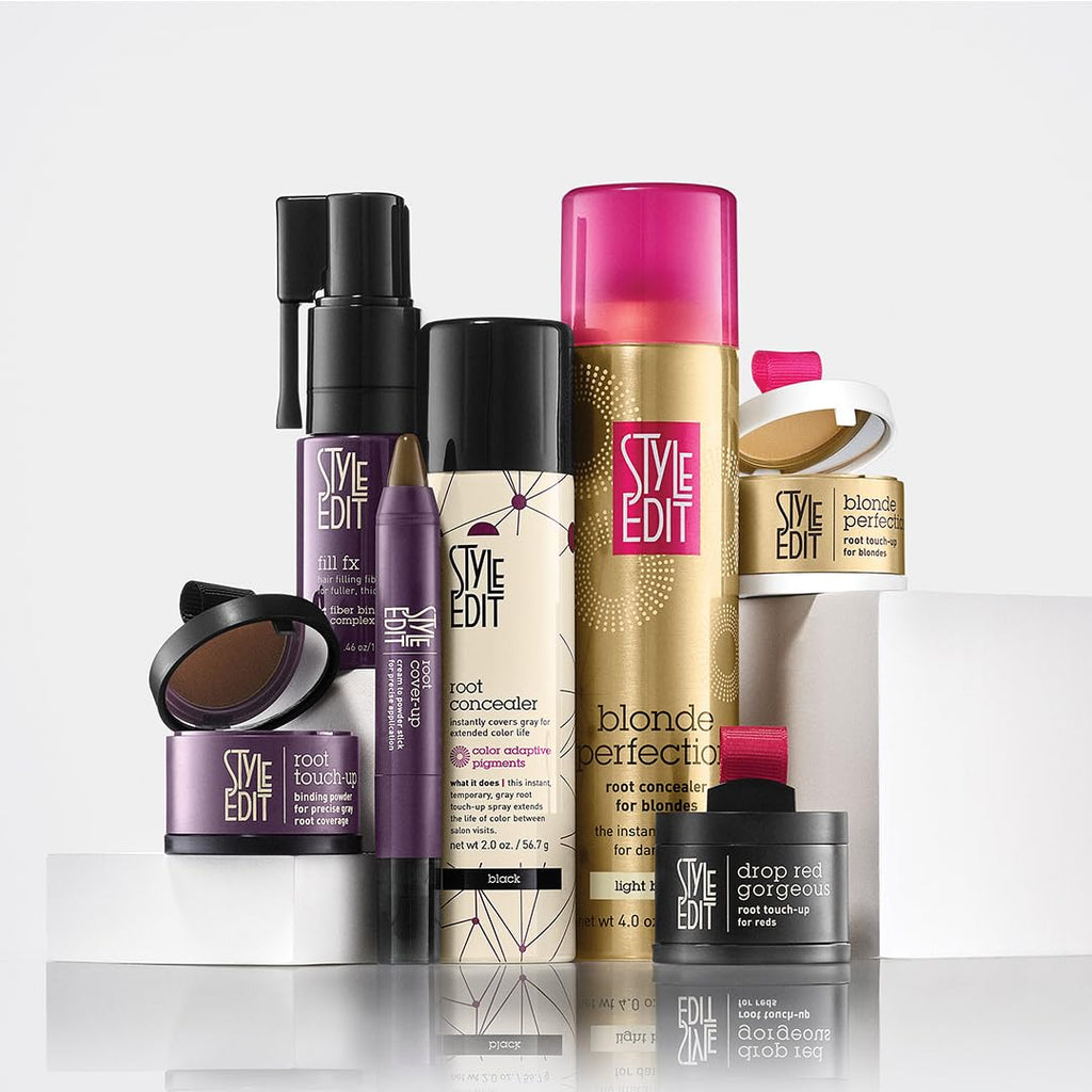 Style Edit Root Touch Up Spray - Temporary Gray Hair Concealer | Salon-Quality, Transfer-Resistant | Medium Brown, 2 oz