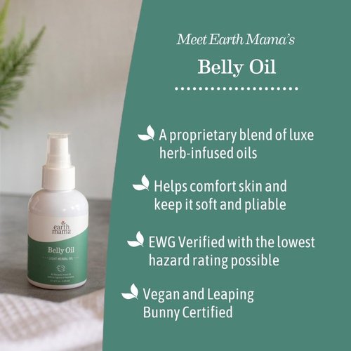 Earth Mama Belly Oil - Calendula Moisturizer for Dry Skin | Promotes Elasticity & Prevents Stretch Marks, 4 Fl Oz