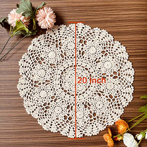 50cm Handmade Crochet Lace Doilies Set - Vintage Floral Round Tablecloths