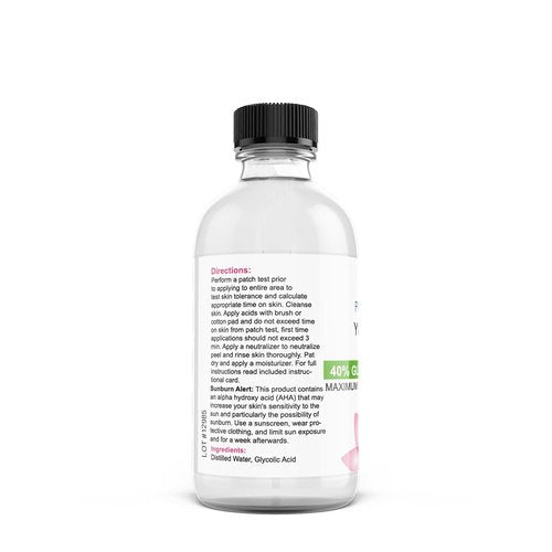 Glycolic Acid Peel 40% - Deep Skin Resurfacing AHA Exfoliant for Smooth Texture & Radiant Glow
