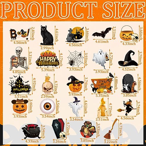 Halloween Refrigerator Magnets Set with Pumpkins Ghosts and Skulls - 24 Pieces