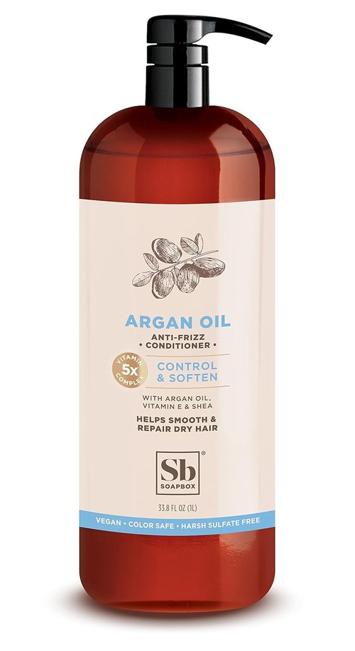Soapbox Argan Oil Conditioner - Sulfate-Free, Paraben-Free, Vegan | 33.8 Ounces, Color Safe Formula