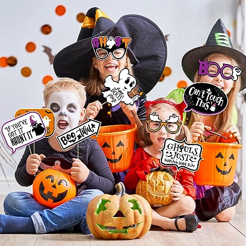 Halloween Photo Booth Props Set Ghost Pumpkin Spiders Bat Selfie Decorations