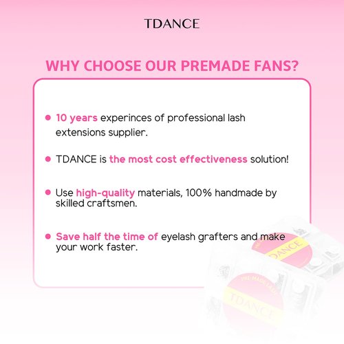 TDANCE 600 Fans Premade Fans Eyelash Extensions Natural & Volume Mixed Length Premade Lash Fans 5D-24D Handmade Promades Eyelash Fans C/D Curl Loose Fans(600-14D-0.03-C-8-15mm)