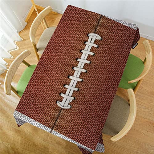 Football Tablecloth 52x70 Inch Rectangular Sports Game Leather Pattern Kitchen Decor - Brown