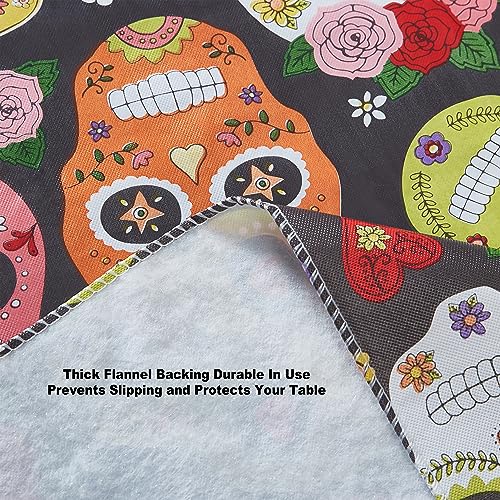 Halloween Sugar Skull Vinyl Tablecloth 60 x 84 Inch Rectangular with Flannel Backing