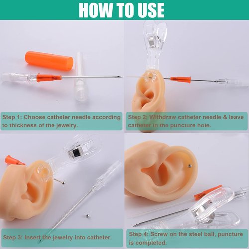 Prgislew Catheter Piercing 50Pcs - 22G Catheter Piercing Tool Ear Nose Piercing Hollow for Lip Tongue Belly Nipple Cartilage Ear Nose Piercing Kit Piercing Tools