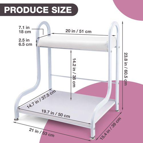 Udefineit Stable Esthetician Foot Bath SPA Trolley Cart(No Wheels), Pedicure Stool with Foot Rest Stand, Foot Massage Station for Beauty Salon Nail/Home, Pedicure Manicure Massage Table Salon Supplies