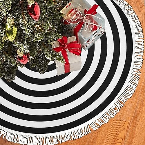 Black and White Halloween Christmas Tree Skirt Tassel Lace 5ft - ANANGTEE Variation of THIS listing