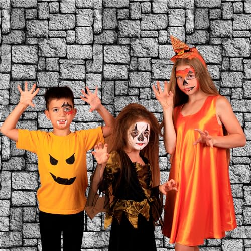 2 Pack Stone Wall Tablecloths - Medieval Brick Stone Plastic Table Cover for Halloween & Parties Variation of Stone / 2 Pack