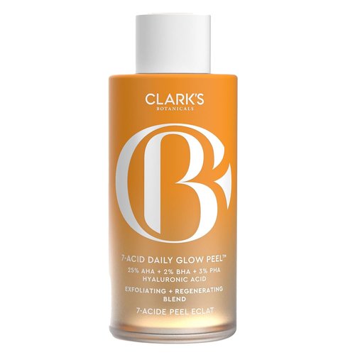 Clark's Botanicals 7-Acid Daily Glow Peel - AHA BHA Exfoliant for Brightening & Pore Purifying | 4.2 Oz
