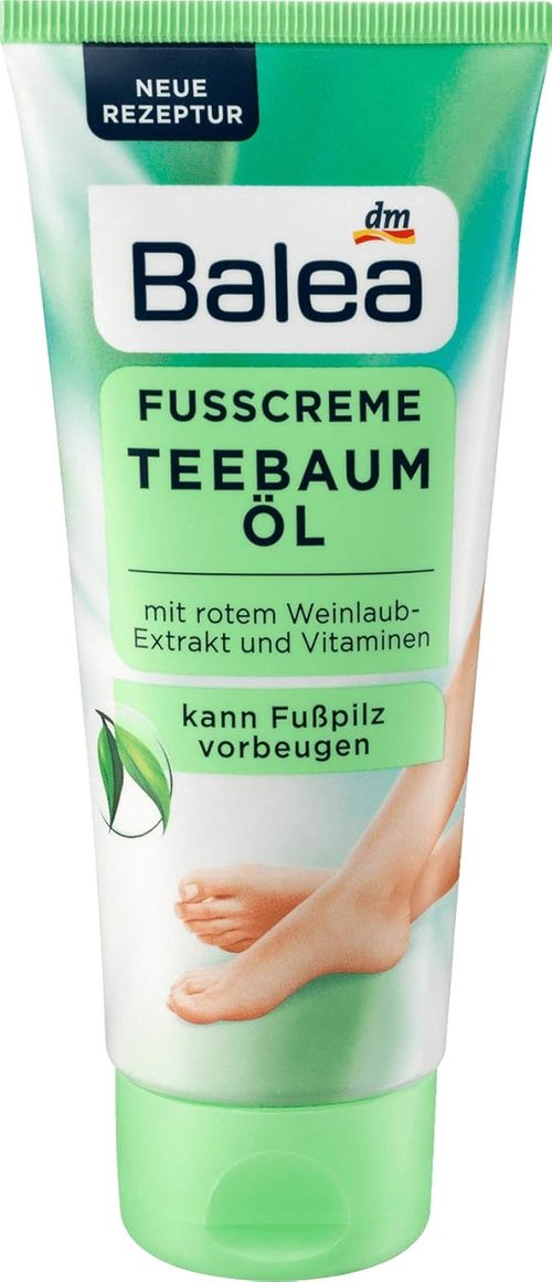 Balea Foot Cream - Tea Tree & Vine Leaf Extract with Vitamins | Pack of 2, Made in Germany