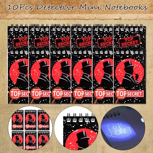 Black Spy Detective Party Favors Kit for Kids - 132 Pieces with Sunglasses and Invisible Ink Pen