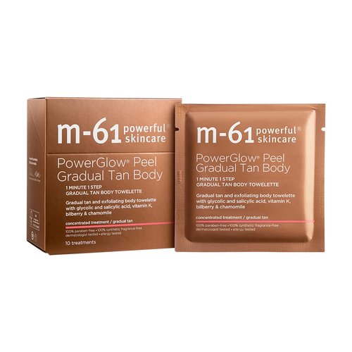 M-61 PowerGlow Peel Gradual Tan | 1-Minute Exfoliating Body Peel for Streak-Free Radiance - 10 Treatments