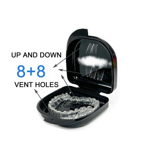 10 Pack Retainer Case,Dental Retainer Box with Vent Holes,Multicolor Storage Container for Aligner Mouth Guard Denture Box (Black)