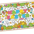 Large Easter Coloring Table Cloth - Spring Rabbits & Flowers Kids Poster - Easter Party Supplies - 30x72 Inches