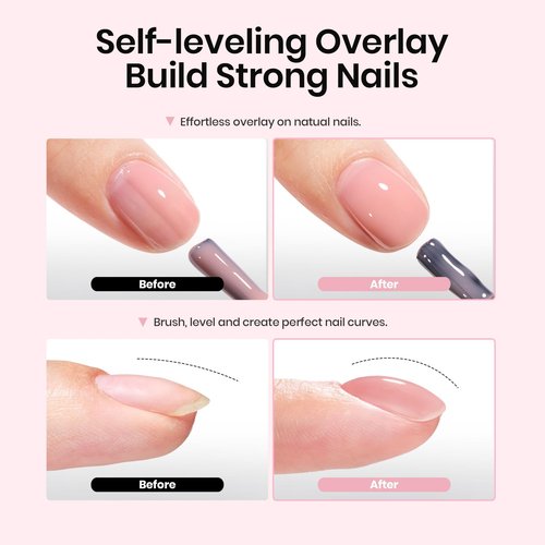 Beetles Rubber Base Builder Nail Gel Set - 6 Colors Nude Pink White Base Gel Polish 5 in 1 for Nail Extension, Repair and Sculpting, Soak Off U V LED Lamp Cure Manicure Art Design Gifts for Women
