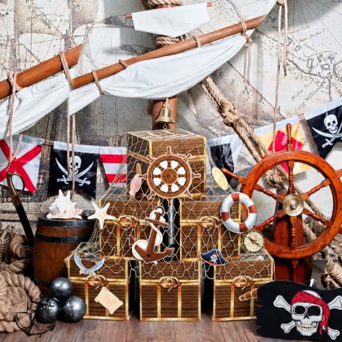 Pirate Party Decorations Kit with Treasure Chest Boxes, Cards & Fishing Net