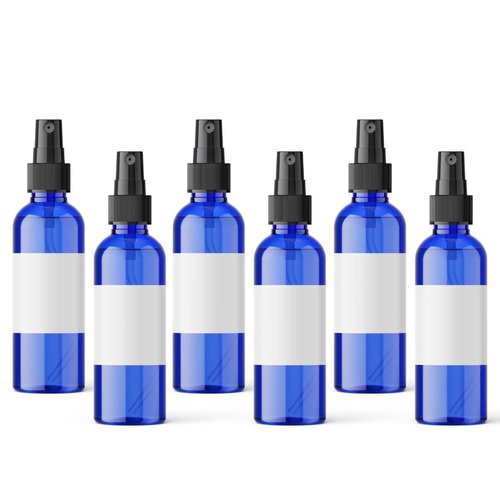 SMART SOLUTIONS Small Mini Plastic Spray Bottles, 2 oz 6 Pack with Labels (Blue)