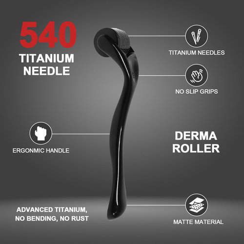 540 Titanium Derma Roller - Microneedle Micro Needle Roller for Men and Women Home Use - Microneedling Roller Microneedle Skin Care Tool B13