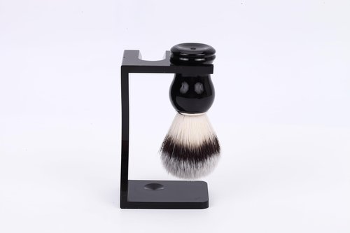 Shaving Stand Holder for Razor and Brush, 2-in-1 Set Includes Premium Black Acrylic Stand & a Synthetic Shaving Brush, All-in-One Bathroom Storage & Drying Organizer - Grooming Gift for Men