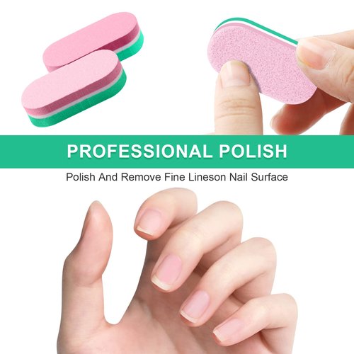 Diesisa Mini Nail Files Block, 100/180 Grit Sponge Nail Buffers for Acrylic Nails, Mini Buffing Block Double Sided for Manicure Tools 40 Count - Green/Pink