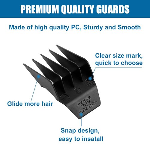 4 Pack Peanut Clipper Guards for Wahl Peanut Trimmer #08655#08685#08663 - Replacement Cutting Guides Comb From 1/8" to 1/2" - Fits for Wahl Peanut Guards, Black